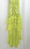 Green Sheath Spaghetti Straps Chiffon Long Prom Dresses with Beading Elegant Evening Dress HZ1024