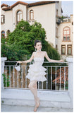 White A-Line Strapless Chiffon Short Homecoming Dress Sweet 16 HZ1024