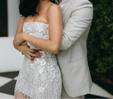 Bodycon Strapless Beaded Short Outdoor Party Dress Fashion Wedding Dress HZ1024