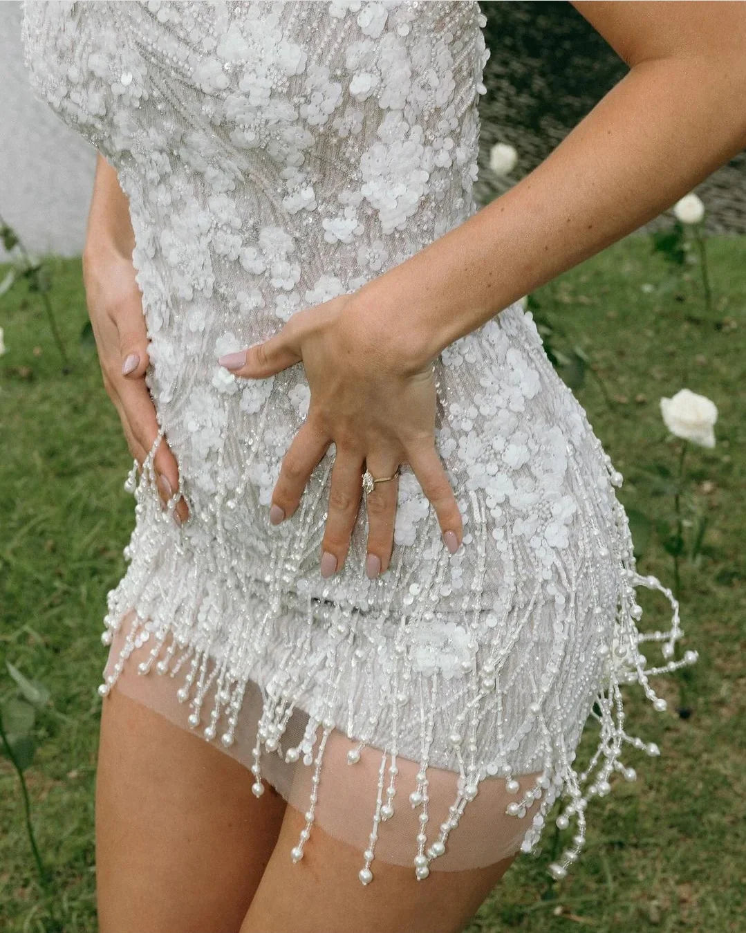 Bodycon Strapless Beaded Short Outdoor Party Dress Fashion Wedding Dress HZ1024