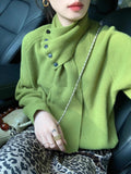 style lazy style knitted pullover sweater with detachable scarf HZ1024