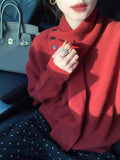 style lazy style knitted pullover sweater with detachable scarf HZ1024