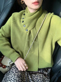 style lazy style knitted pullover sweater with detachable scarf HZ1024