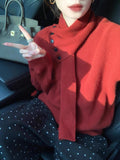style lazy style knitted pullover sweater with detachable scarf HZ1024