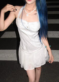 White A-Line Halter Lace Short Party Outfit HZ1024