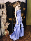 Mermaid Strapless Satin Long Prom Dresses, Elegant Formal Evening Gowns HZ1024