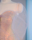 Sweetheart Neck A-Line Tulle Sequin Long Prom Dresses, Sweet 16 Dress HZ1024