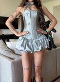 Corset Silver Grey Strapless Short Homecoming Dress HZ1024
