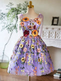 Tulle Lace Short Prom Dress, Purple Homecoming Dress HZ1024