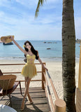 Yellow A-Line Tulle Strapless Beach Holiday Short Dress HZ1024