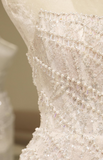 White Sheath Beaded Short Prom Dresses, Strapless Evening Gown HZ1024