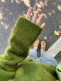 Green Retro Soft V-Neck Knitted Cardigan HZ1024