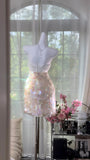 Strapless Sheath Sequin Short Evening Dress Vintage Homecoming Dress HZ1024