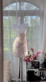 Strapless Sheath Sequin Short Evening Dress Vintage Homecoming Dress HZ1024