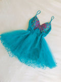 Spaghetti Strap A-Line Tulle Beading Short Prom Dresses Sweet Homecoming Dress HZ1024