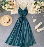 Green Formal Dresses Backless High Waist Party Dresses HZ1024