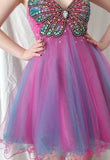 Spaghetti Strap A-Line Tulle Beaded Short Homecoming Dresses,Sweet 16 Dresses HZ1024