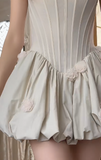 Off-the-shoulder A-Line Bustier Satin Short Homecoming Dress, Sweet Party Dress HZ1024