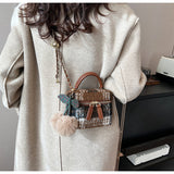 woolen shoulder small square bag mini crossbody bucket bag HZ1024