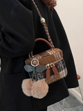 woolen shoulder small square bag mini crossbody bucket bag HZ1024
