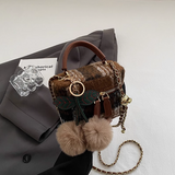woolen shoulder small square bag mini crossbody bucket bag HZ1024