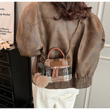 woolen shoulder small square bag mini crossbody bucket bag HZ1024