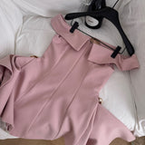 Off Shoulder A-Line Short Outdoor Party Dress, Pink Sweet 16 Dress HZ1024