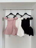 Off Shoulder A-Line Short Outdoor Party Dress, Pink Sweet 16 Dress HZ1024