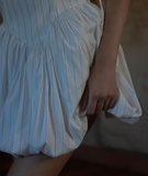 Spaghetti Strap A-Line Satin Stripe Short Birthday Dress, Sweet Outdoor Party Dress HZ1024