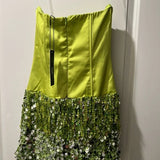 Green Strapless Bodycon Satin Short Party Dresses, Fashion Birthday Dresses with Sequins HZ1024