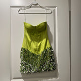 Green Strapless Bodycon Satin Short Party Dresses, Fashion Birthday Dresses with Sequins HZ1024