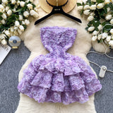 Rococo Pink Strapless Tulle Applique Short Ball Gown, Sweet 16 Dress HZ1024