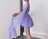 Purple A-Line Strapless Chiffon Short Birthday Party Dress HZ1024