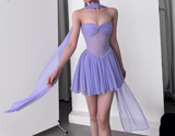 Purple A-Line Strapless Chiffon Short Birthday Party Dress HZ1024