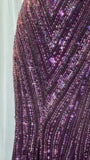 Dark Purple Guest Dresses V-Neck Mermaid Beaded Chiffon Long Stunning Prom Dresses, Formal Evening Dresses HZ1024