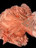 Orange Tulle A-Line Beaded Tulle Long Prom Dresses, Sweet 16 Dress HZ1024