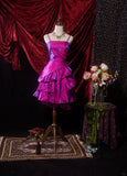 Grape Purple A-Line Spaghetti Strap Satin Short Prom Dresses, Vintage Party Dress HZ1024