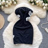 Black Strapless Bodycon Beaded Short Outdoor Party Dress Fashion Back to School Outfit HZ1024