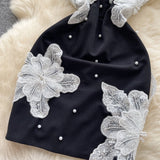 Black Strapless Bodycon Beaded Short Outdoor Party Dress Fashion Back to School Outfit HZ1024