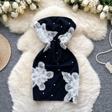 Black Strapless Bodycon Beaded Short Outdoor Party Dress Fashion Back to School Outfit HZ1024