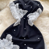 Black Strapless Bodycon Beaded Short Outdoor Party Dress Fashion Back to School Outfit HZ1024