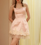 Pink Strapless A-Line Satin Tulle Short Prom Dresses, Fashionable Homecoming Dress HZ1024