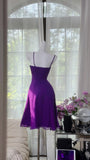 Purple A-Line Spaghetti Strap Chiffon Short Birthday Dress Party Dress HZ1024