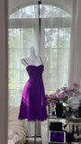Purple A-Line Spaghetti Strap Chiffon Short Birthday Dress Party Dress HZ1024