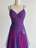Purple/Fuchsia V-Neck A-Line Tulle Short Prom Dresses Classic Party Dress HZ1024
