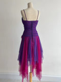 Purple/Fuchsia V-Neck A-Line Tulle Short Prom Dresses Classic Party Dress HZ1024