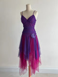 Purple/Fuchsia V-Neck A-Line Tulle Short Prom Dresses Classic Party Dress HZ1024