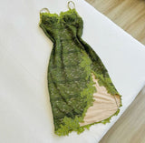 Green Spaghetti Strap Bodycon Lace Applique Short Evening Dress Birthday Party Dress HZ1024