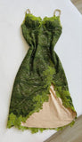 Green Spaghetti Strap Bodycon Lace Applique Short Evening Dress Birthday Party Dress HZ1024