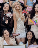 White V-neck Bodycon Beaded Applique Short Birthday Dress, Fashion Party Dress HZ1024